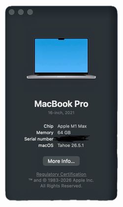MacBook Pro M1 Max 1200$ 10c CPU/ 32c GPU/1 TB