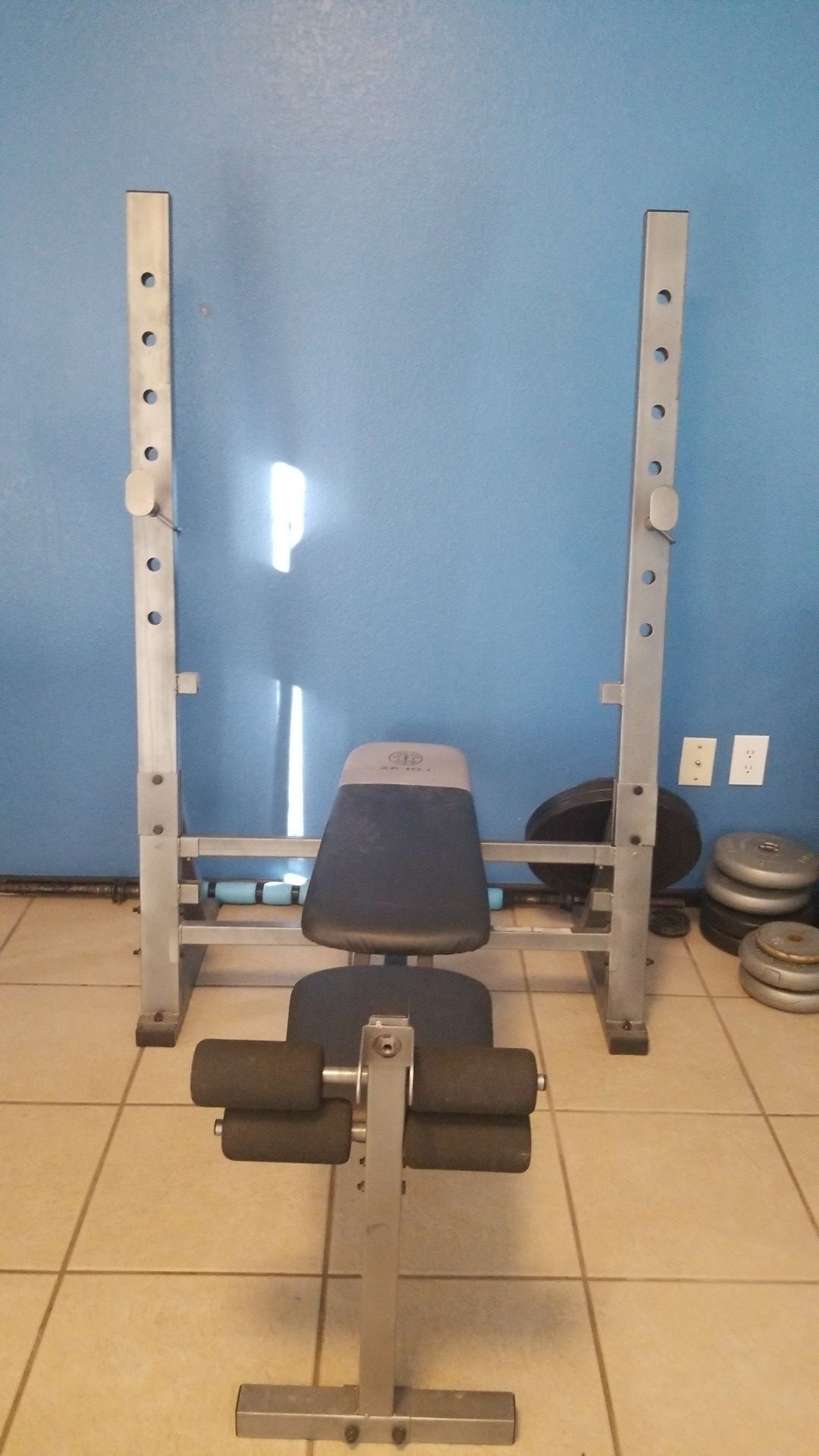 Bench with weights and bar 90 must go today