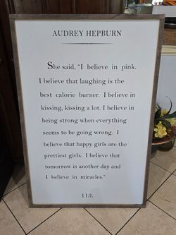 Audrey Hepburn Inspirational Quote Wall Art Framed Sign 28x42 Rustic Wood Frame