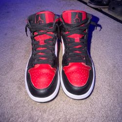 Air Jordan 1 Mid Black Red Sneakers