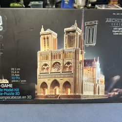 4D Build Notre Dame Cathedral 3D Model Kit Puzzle w/ LED Lights, 393 Pieces