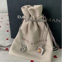 David Yurman women Petite Albion Pendant Necklace in Sterling Silver with Morganite