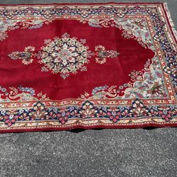 Vintage Crimson Persian Rug 9x6.4