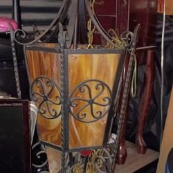 Spanish Revival Gothic wrought iron chandelier