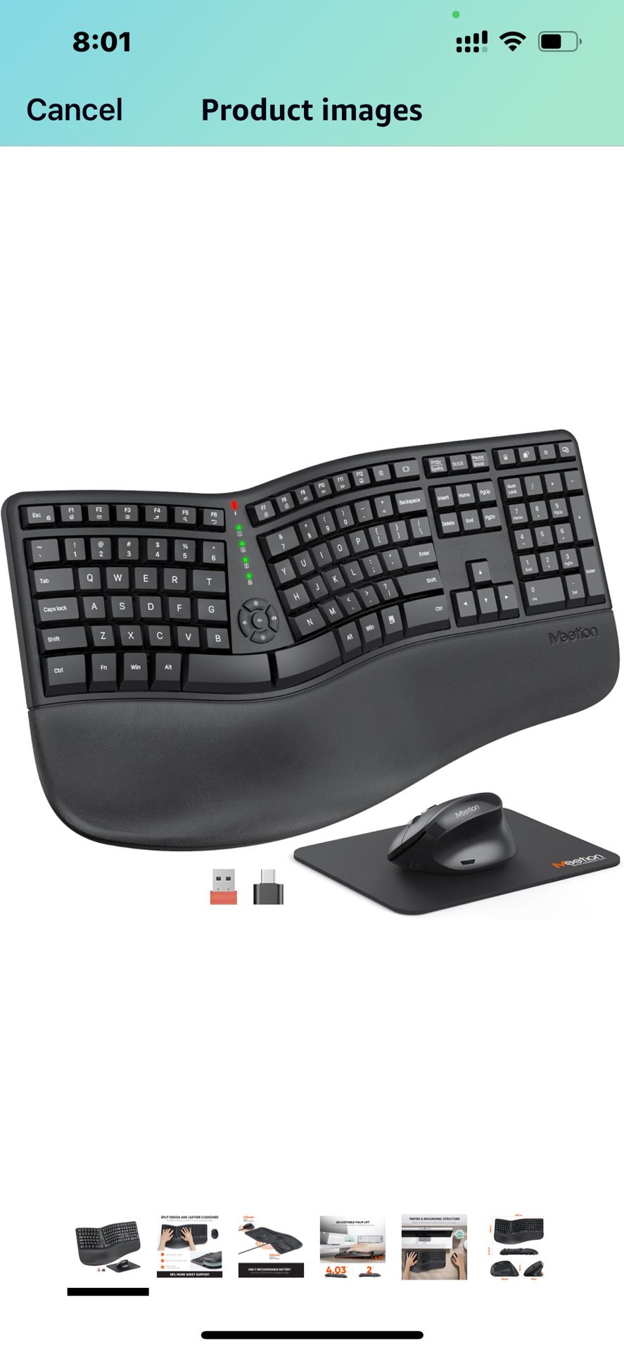 MEETION Ergonomic Wireless Keyboard and Mouse