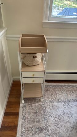 White Rolling Makeup & Skincare Organizer Cart with Drawers