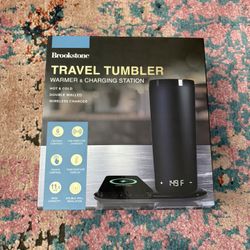 New Brookstone Travel Tumbler Warmer & Wireless Phone Charging Station