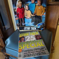 Star Trek Barbie & Ken 30th Anniversary Collectors Edition Gift Set Along With Star Trek 25th Anniversary Special Magazine