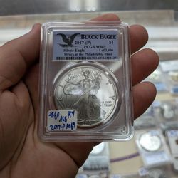2017-P PCGS MS69 Silver Eagle Black Eagle Label Slabbed 1 Troy Oz Silver