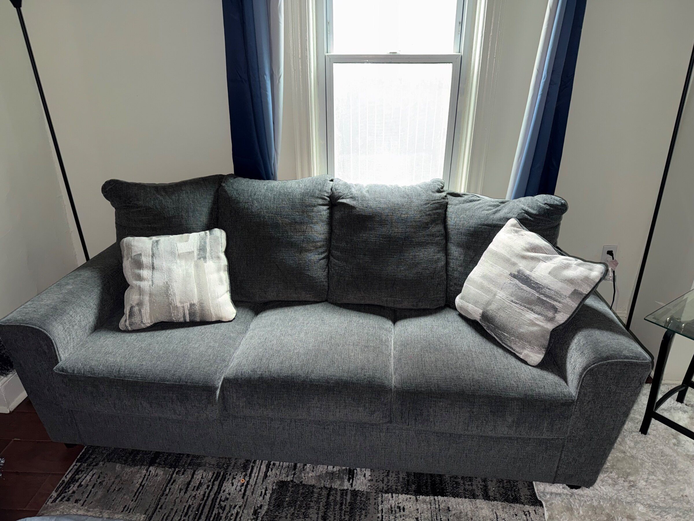 Ashley Dark Gray Fabric Sofa Set – Like New, 2 Pieces - Bethlehem, PA