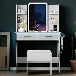 White Vanity With Bench 