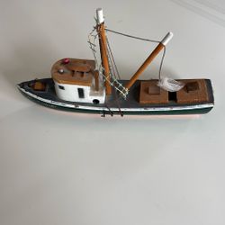Hand Painted Wood San Francisco Fishing Boat Toy