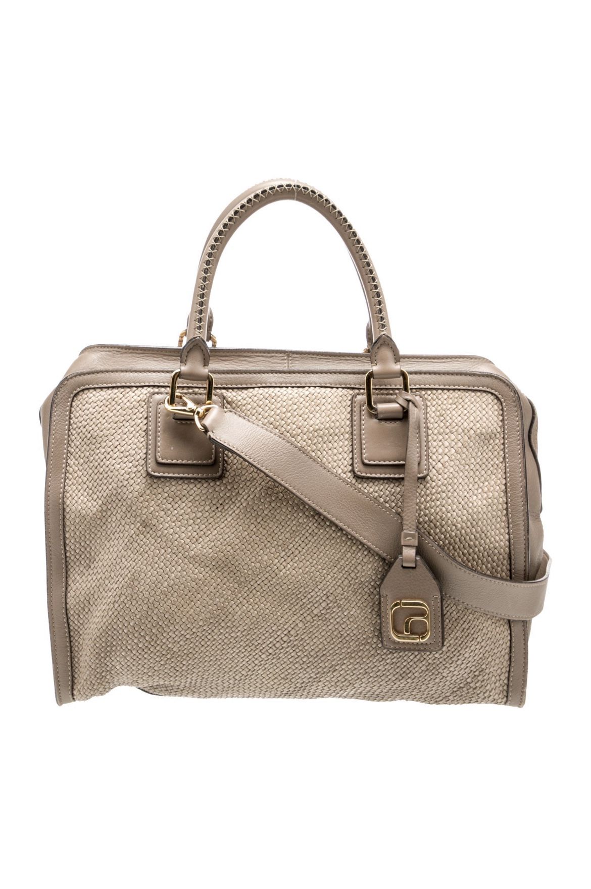 Love Alex Beige Tan Leather Woven Handbag Crossbody Tote Bag