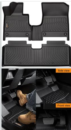 All Weather Custom Floor Mats for Genesis GV60 2023 2024, 1st & 2nd Row Full Set Car Mats TPE, Heavy Duty Car Floor Liners Guard Black Automotive Acce