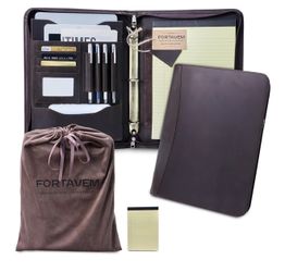 Genuine Leather Zippered Padfolio
