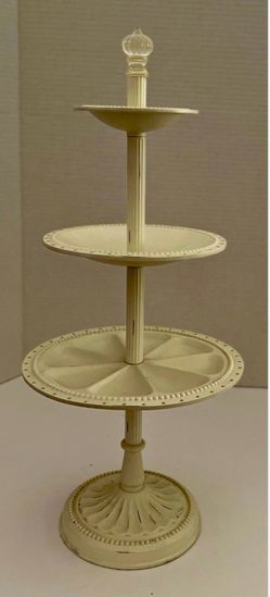 Pottery Barn Teen 3 Tier Distressed Revolving Jewelry Stand Cast Iron Metal.