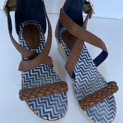 Tommy Hilfiger Wedge Girl 5 Denim Brown Sandals 