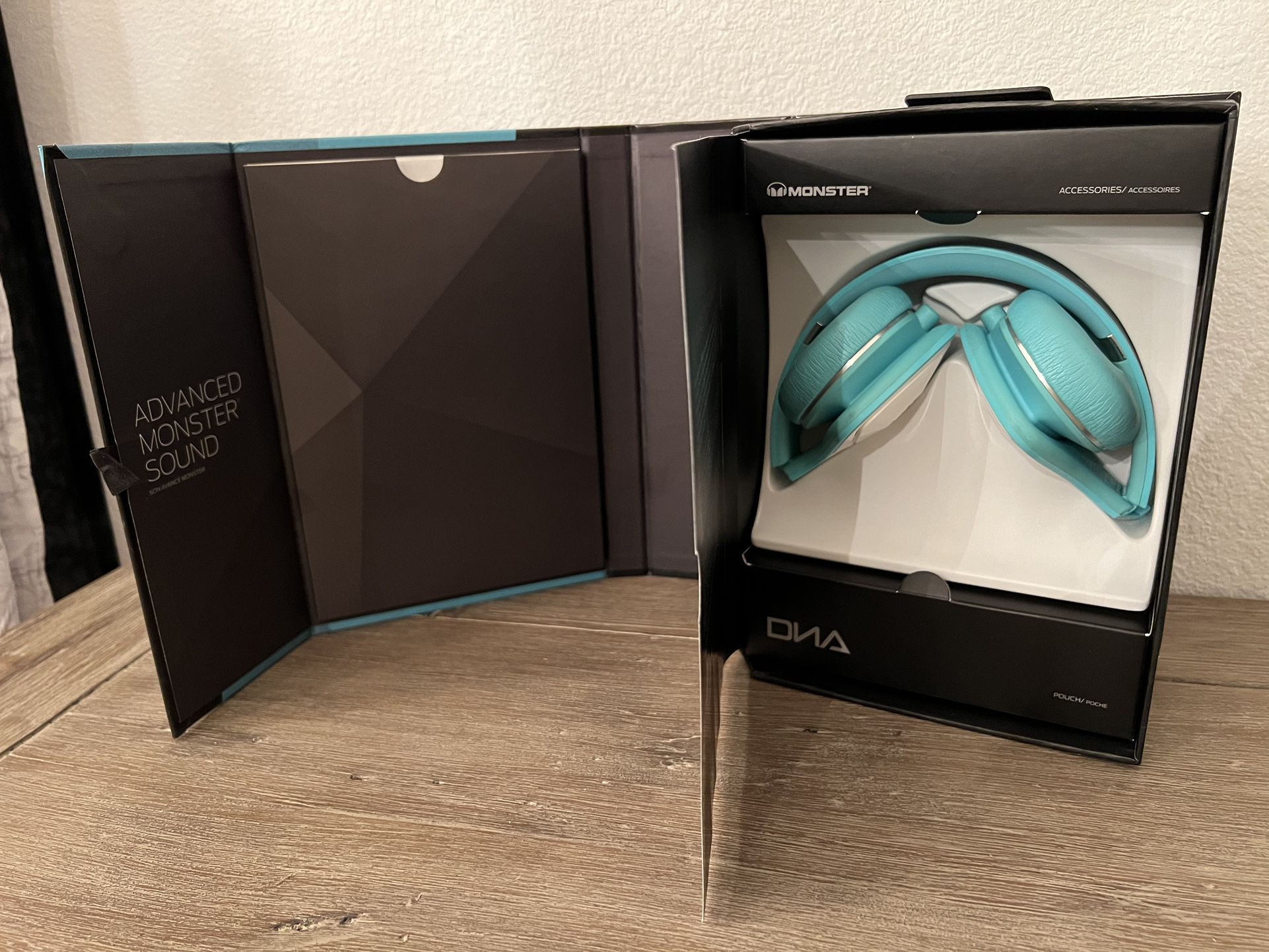 Please review ALL photos  Monster - DNA On-Ear Headphones - Teal And White