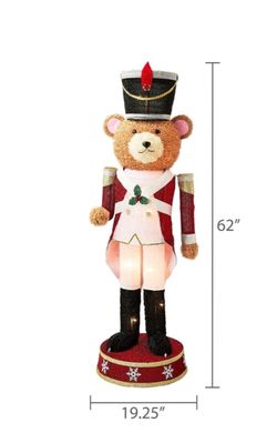 Indoor/Outdoor Light-Up Pop-Up Fluffy Bear Nutcracker