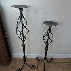 wrought iron plant stand or pillar candle holder (2) 