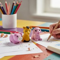 (Lot Of 3) Miniature 1" 3D Erasers DIY Puzzle Creative Brand Animals Variety Pack. These are mini animal-shaped pencil erasers. They are made of non-t