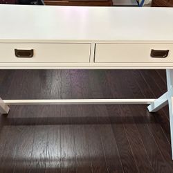 Linon Home Decor Sara 44 in. Rectangle White Wood 2-Drawer Desk with Storage