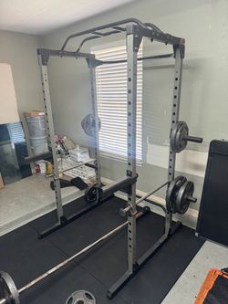 Squat Rack with Plates + Bench Press