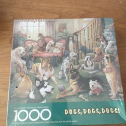 New Sealed 1000 Piece Puzzle Dogs, Dogs, Dogs! Springbok 24"X30" Art Brad Sutton
