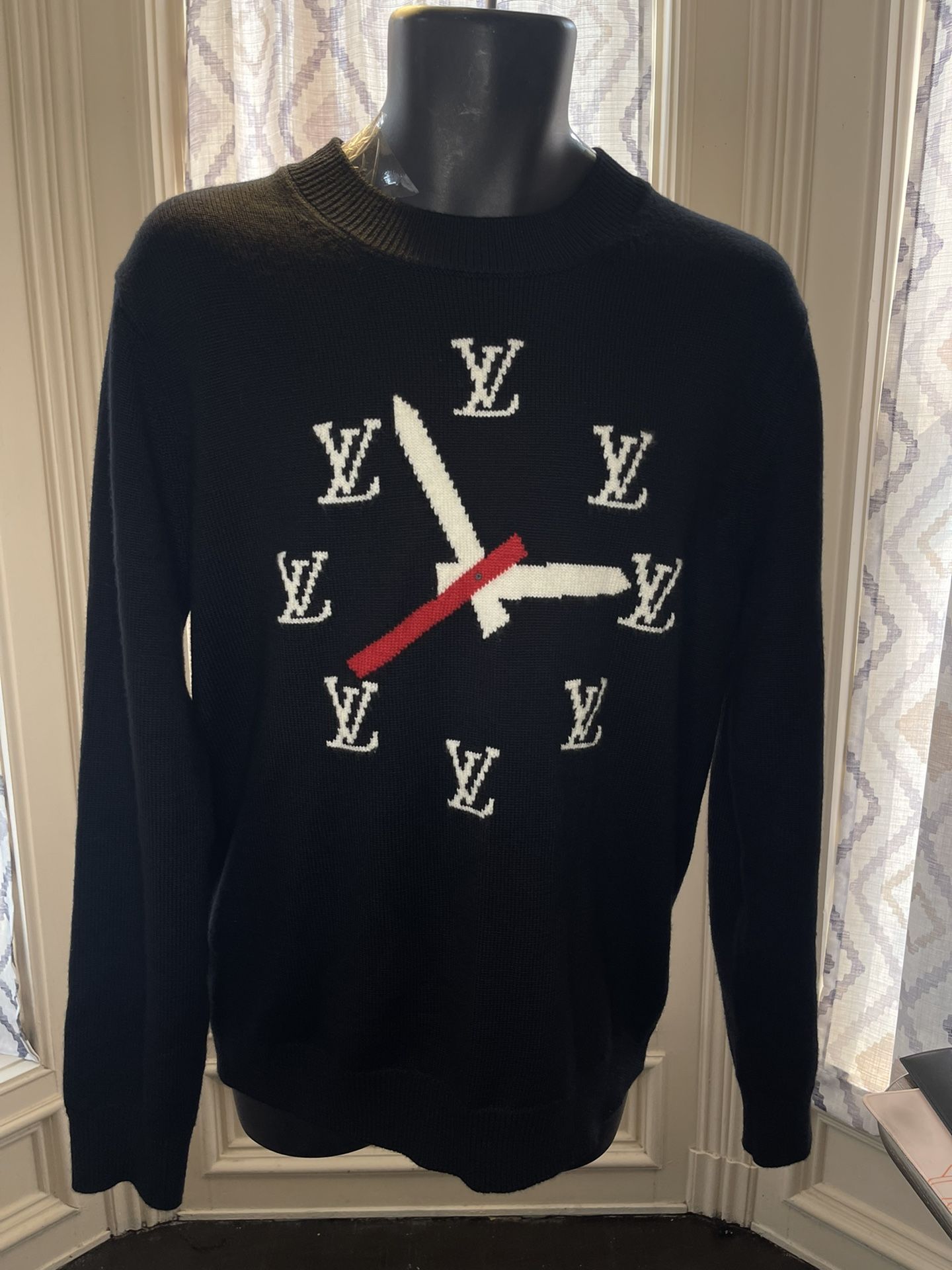 Louis Vuitton clock instarsia pullover XL