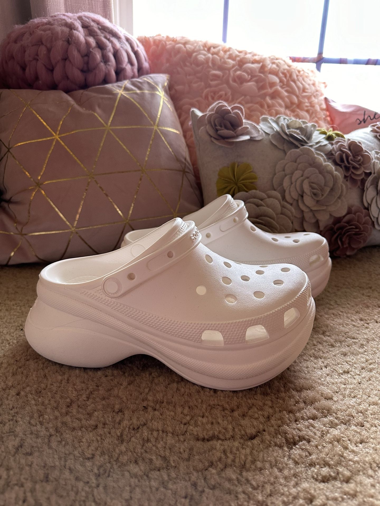 Crocs Women's Classic Bae Clog Platform Shoes White