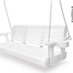 Fortune Candy Wooden Porch Swing 3-Seater,White 5ft