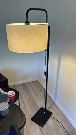 Black Floor Lamp with Drum Shade
