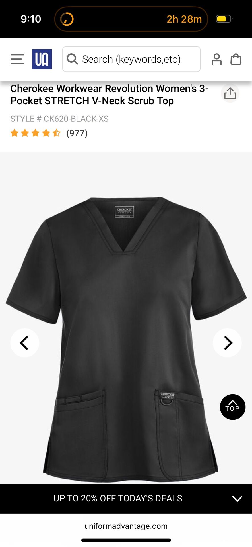 Cherokee Women’s V Neck Workwear Two XS Petite Scrub Tops