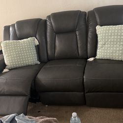 Charcoal Gray Recliner Couch In Great