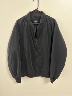 ZARA Men’s Black Lightweight Bomber Jacket – XL