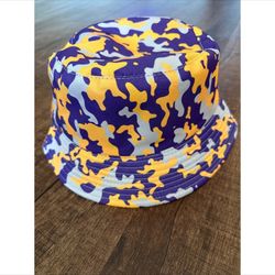 Purple and yellow camouflage reversible, bucket hat