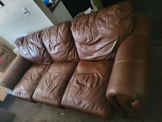 Brown leather couch