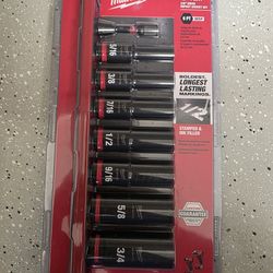 Milwaukee 3/8 Drive Impact Socket Set 8 PC SAE Deep