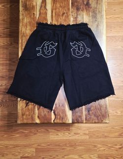GODSPEED Men's Black Frayed Drawstring Shorts