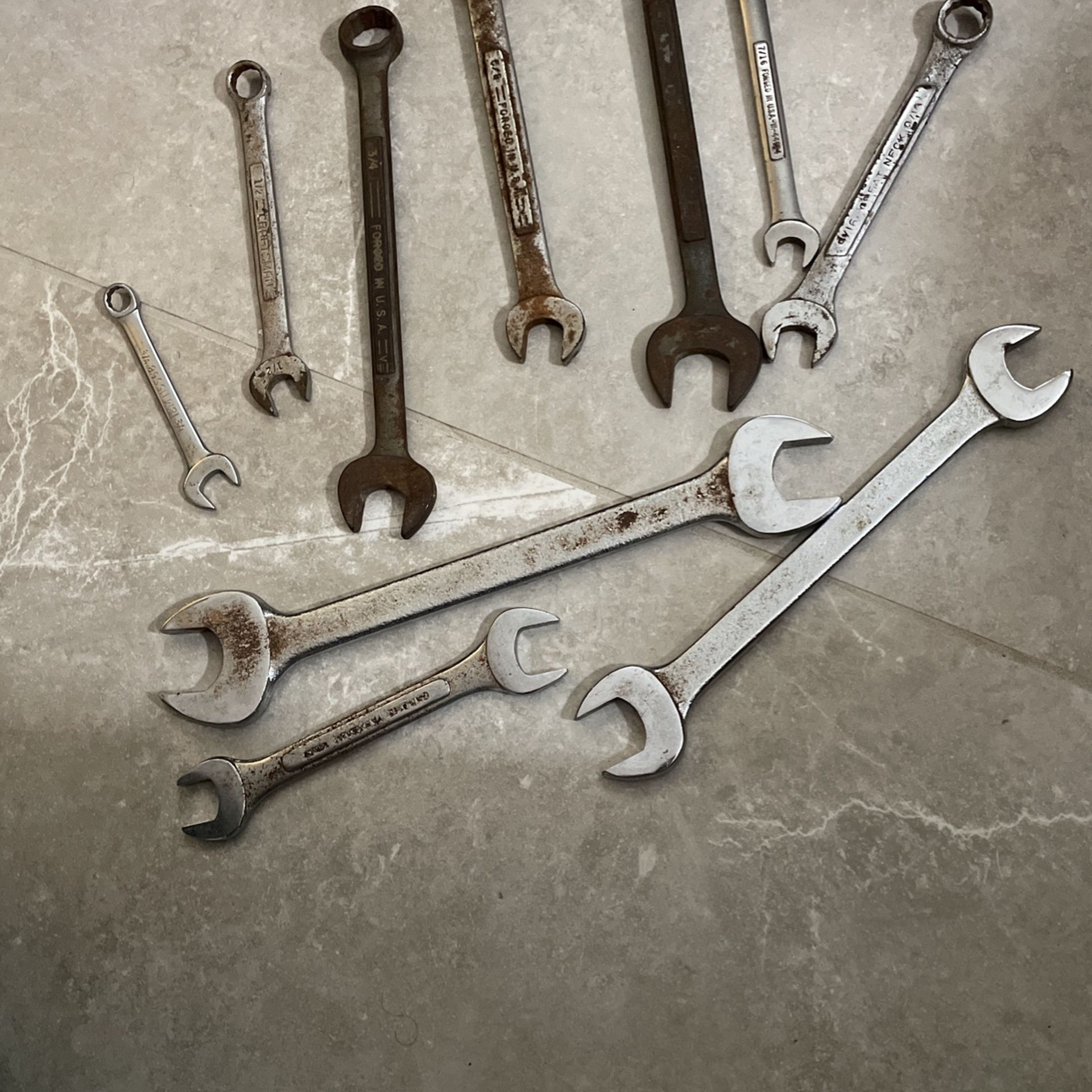 10 Asst Of Combo& Open End Wrenches