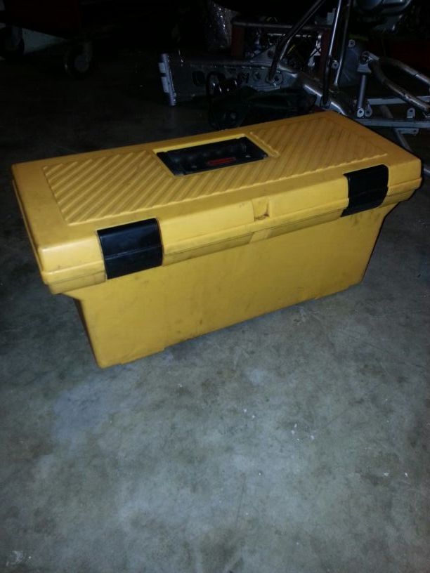 Yellow rubbermaid Tool box