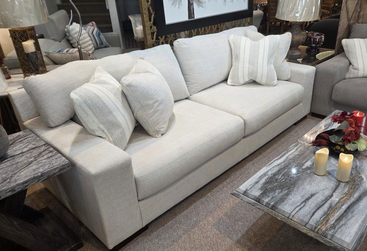 Cream Casual Modern Sofa Polyester Fabric New (Couch)