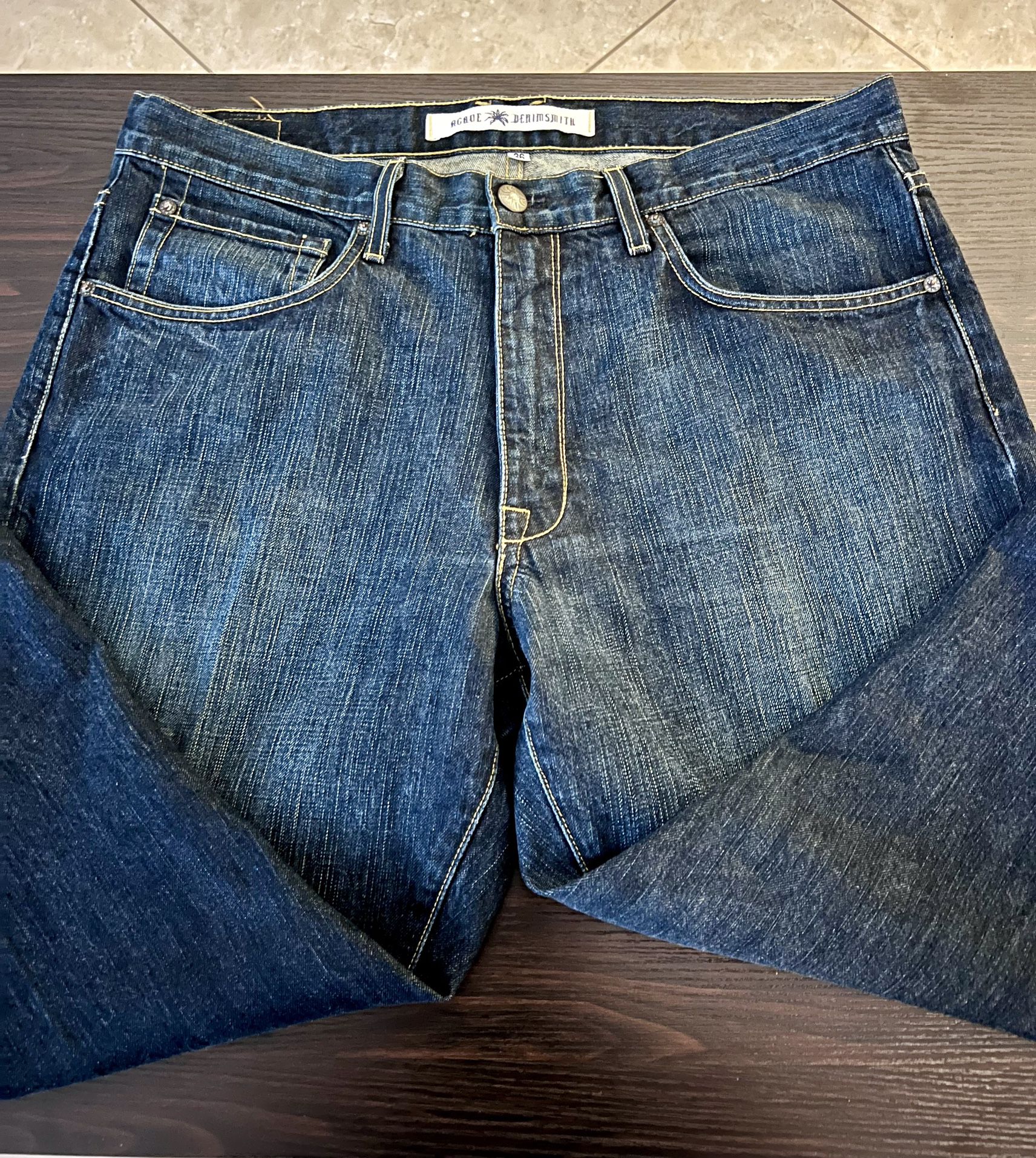 Mens Agave Waterman Relaxed Straight Cut Hand Crafted Blue Denim Jeans 36x30 New-no Tags