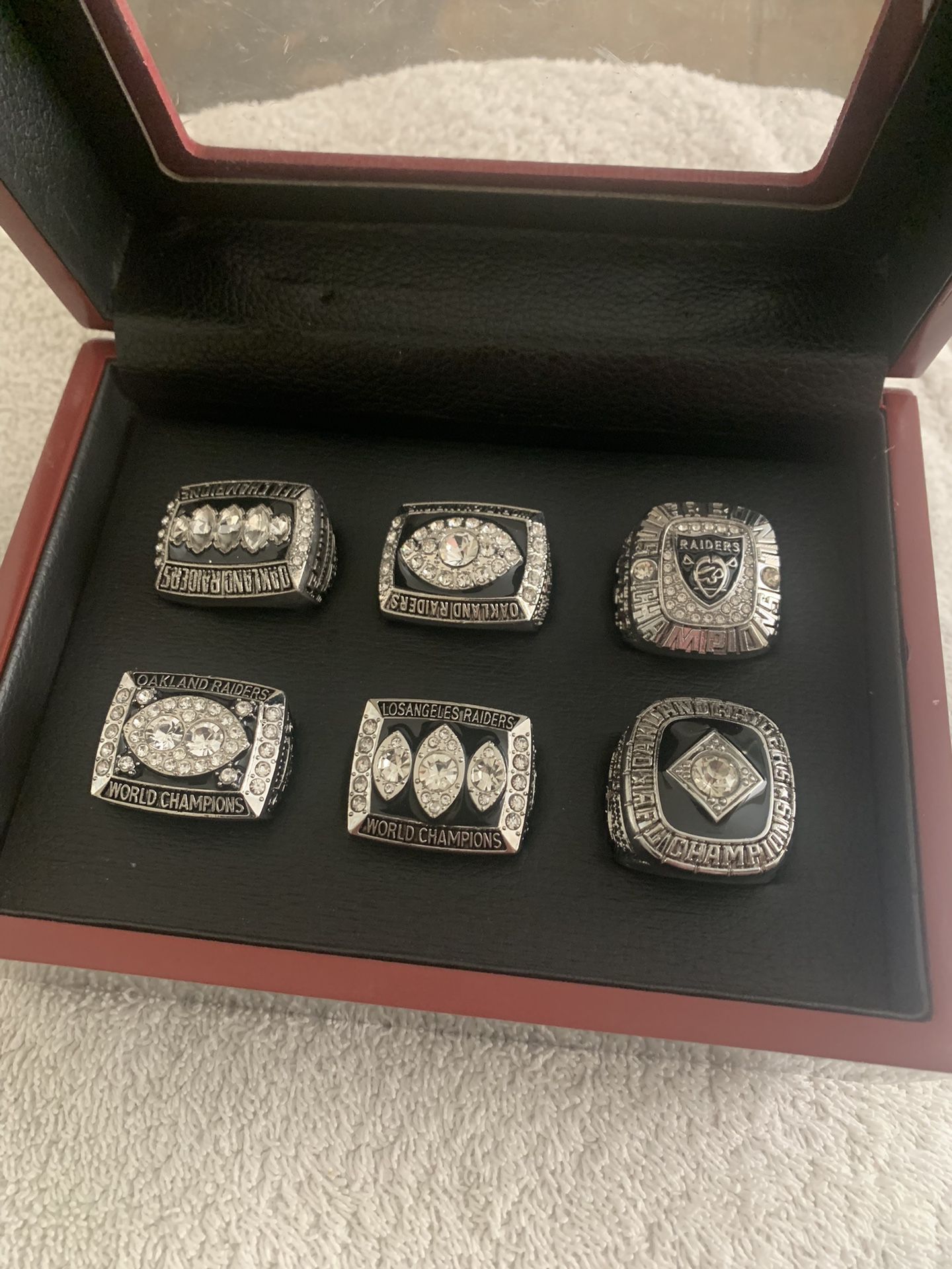 Box Set of 6 Raiders Championship Rings