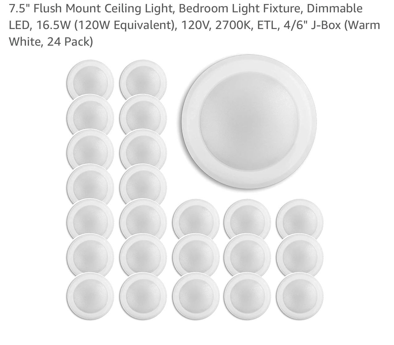 7.5" Ceiling Light,Bedroom Light Dimmable LED (Warm White, 24 Pack)