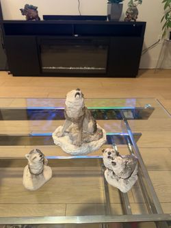 Vintage 1991 Wolf Figurine Collection – 3 Decorative Sculptures