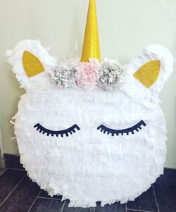 Unicornio party decor piñata centerpieces photoframes centros de mesa