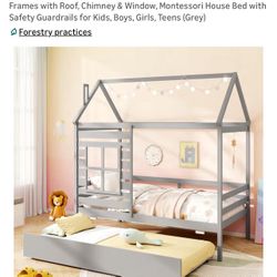 House Twin Size Bed With Trundle 