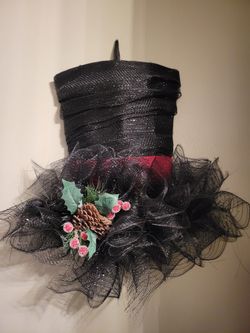 Mesh Snowman Hat Decoration