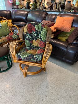 Vintage Pier 1 Rattan Settee and swivel rocker